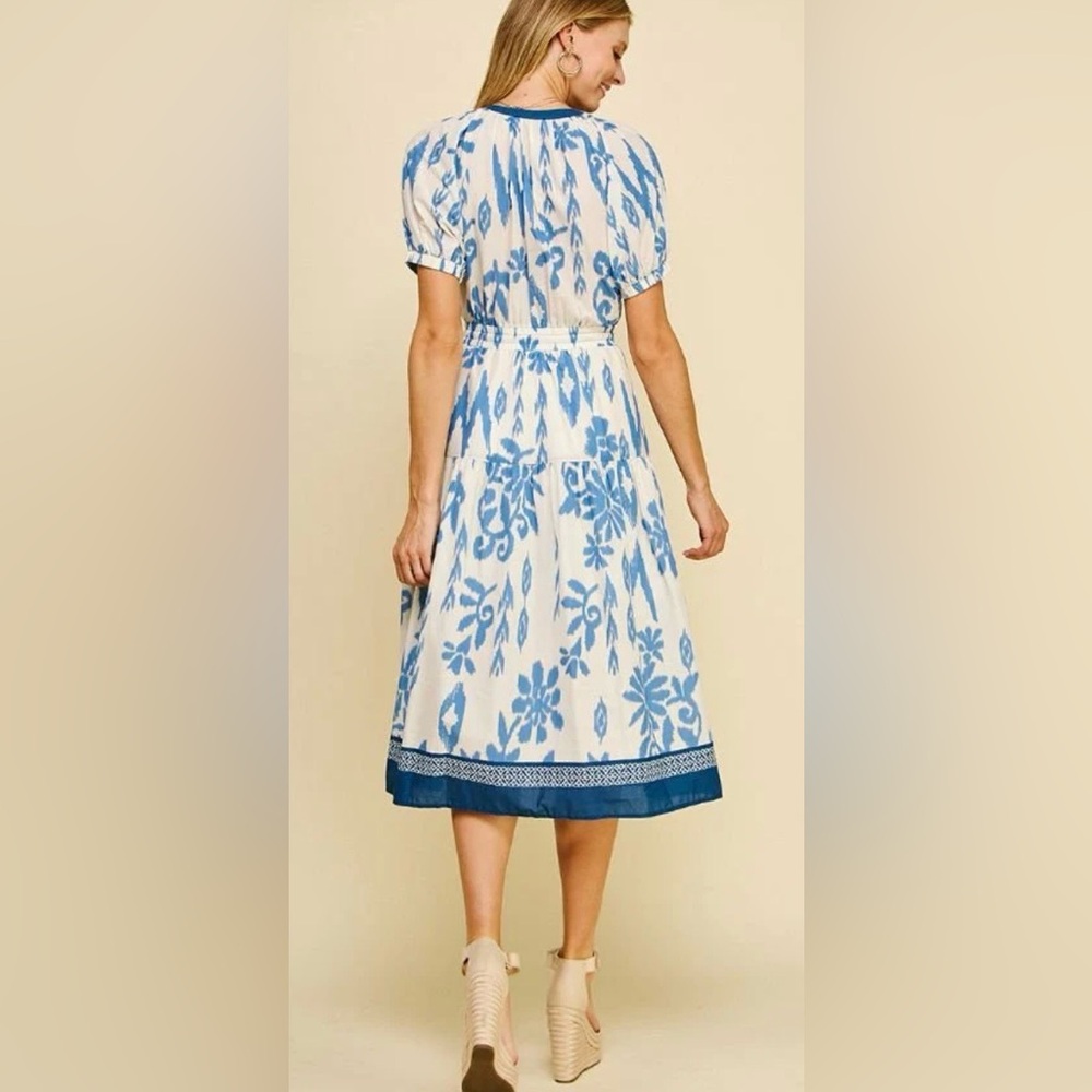 Pinch Blue and White Floral Midi Dress - NWT - Medium - Picture 3 of 4